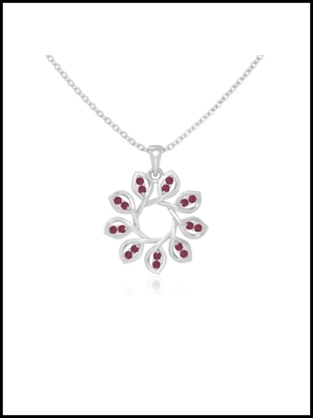 Sterling Silver Ruby Pendant Necklace 18k Vermeil Flower Jewelry Gift